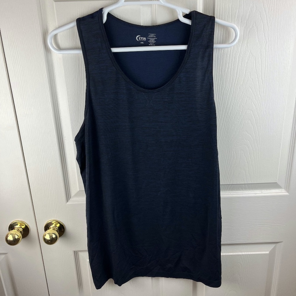 Men's Zyia Active Performance Tank Top Blue Black 2XL